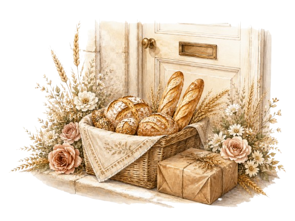 Bakery basket at the door