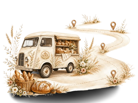 Bakery delivery route illustration